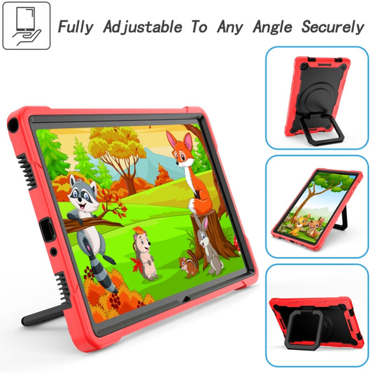 For Samsung Galaxy Tab A7 10.4 (2020) T500 / T505 Contrast Color Shockproof Robot Silicone + PC Case with Wristband Holder(Red + Black) by buy2fix