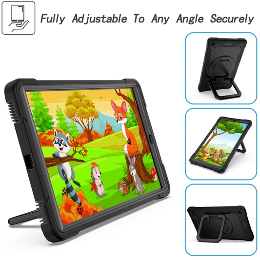 For Samsung Galaxy Tab A10.1 (2019) T510 Contrast Color Shockproof Robot Silicone + PC Case with Wristband Holder(Black) by buy2fix