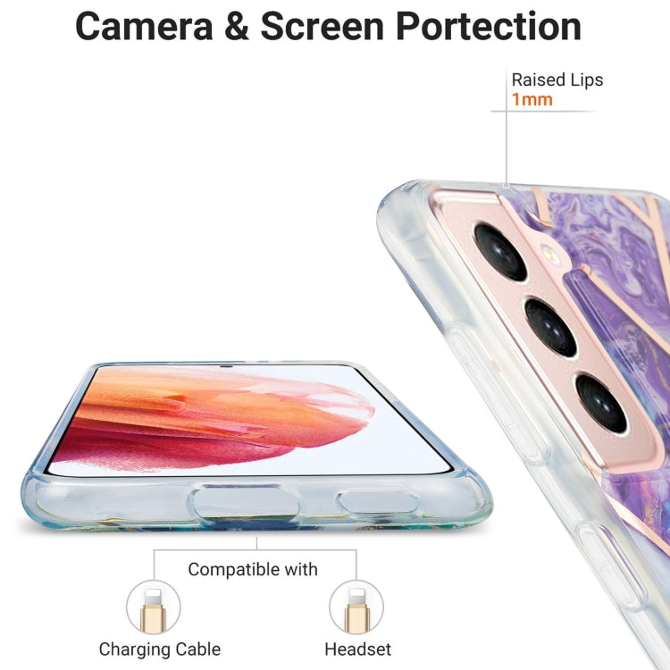 For Samsung Galaxy S21 5G 3D Electroplating Marble Pattern TPU Protective Case(Dark Purple) by buy2fix