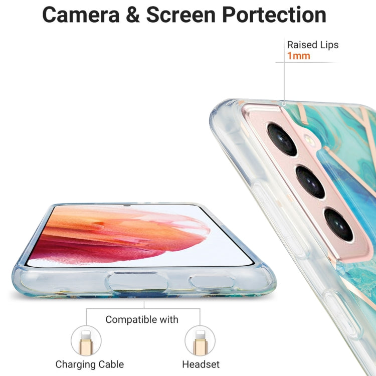 For Samsung Galaxy S21 5G 3D Electroplating Marble Pattern TPU Protective Case(Green) by buy2fix