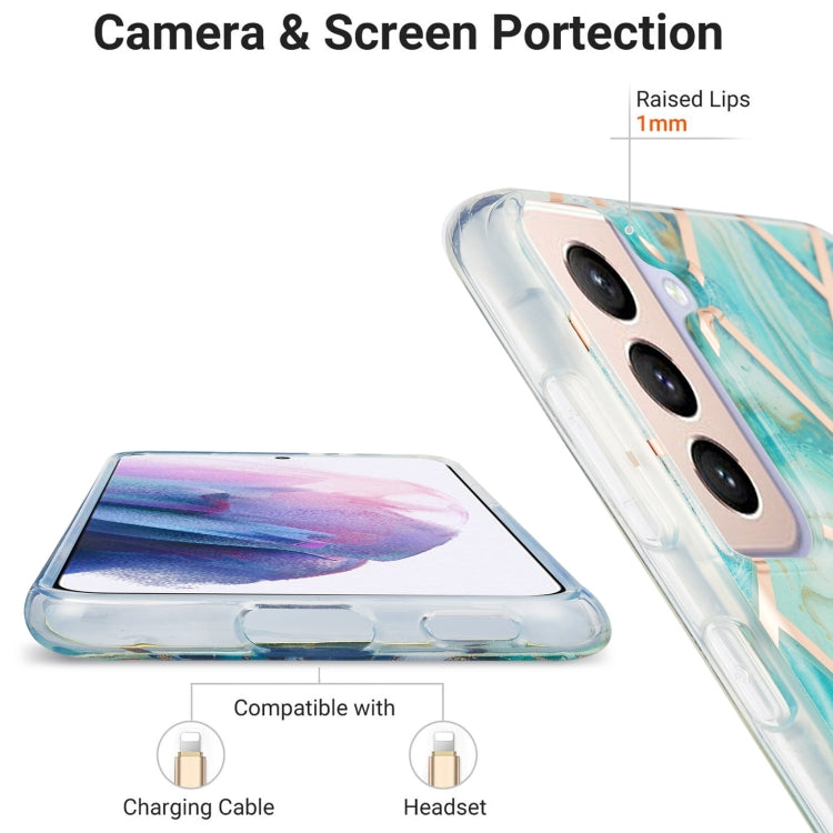 For Samsung Galaxy S21 Plus 5G 3D Electroplating Marble Pattern TPU Protective Case(Blue) by buy2fix