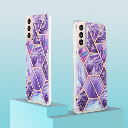 For Samsung Galaxy S21 Plus 5G 3D Electroplating Marble Pattern TPU Protective Case(Dark Purple) by buy2fix