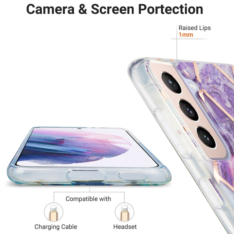 For Samsung Galaxy S21 Plus 5G 3D Electroplating Marble Pattern TPU Protective Case(Dark Purple) by buy2fix