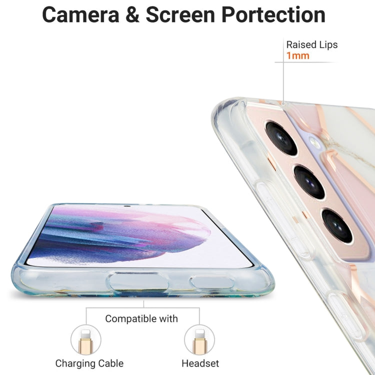 For Samsung Galaxy S21 Plus 5G 3D Electroplating Marble Pattern TPU Protective Case(Pink White) by buy2fix