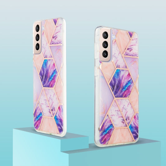 For Samsung Galaxy S21 Plus 5G 3D Electroplating Marble Pattern TPU Protective Case(Light Purple) by buy2fix