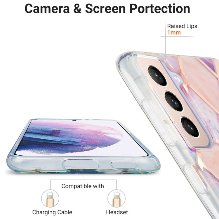 For Samsung Galaxy S21 Plus 5G 3D Electroplating Marble Pattern TPU Protective Case(Light Purple) by buy2fix
