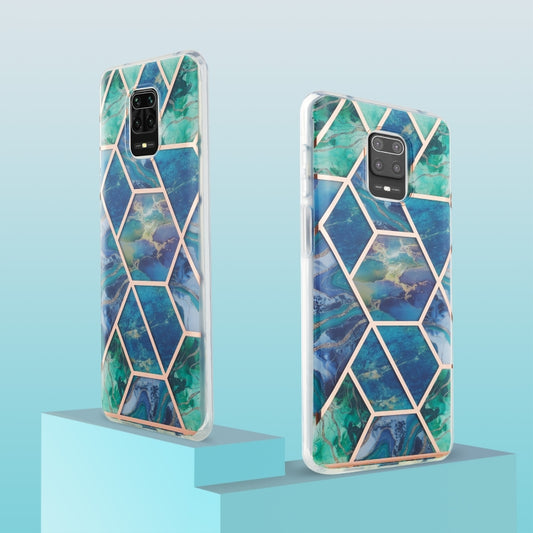 For Xiaomi Redmi Note 9S / 9 Pro / 9 Pro Max 3D Electroplating Marble Pattern TPU Protective Case(Blue Green) by buy2fix