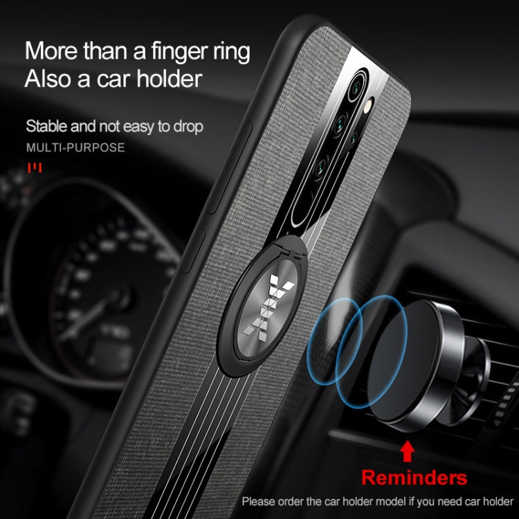 For Xiaomi Redmi Note 8 XINLI Stitching Cloth Texture Shockproof TPU Protective Case with Ring Holder(Blue) by XINLI