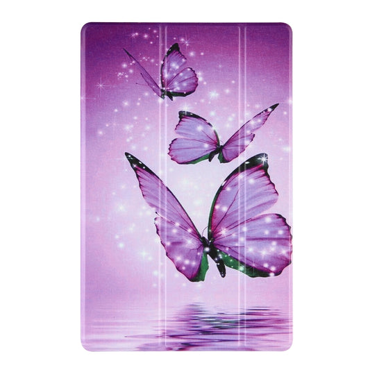 For Lenovo Tab P11 Pro (TB-XJ706F) Coloured Drawing Pattern Horizontal Flip Leather Case with Three-folding Holder(Purple Butterflies) by buy2fix