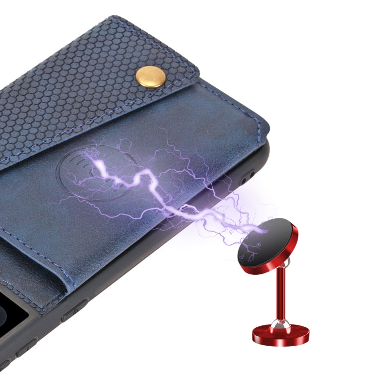 For Samsung Galaxy S21 5G Double Buckle PU + TPU Shockproof Magnetic Protective Case with Card Slot & Holder(Blue) by buy2fix