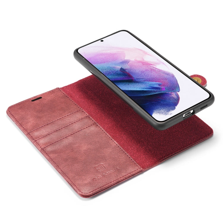 For Samsung Galaxy S21+ 5G DG.MING Crazy Horse Texture Flip Detachable Magnetic Leather Case with Holder & Card Slots & Wallet(Red) by DG.MING