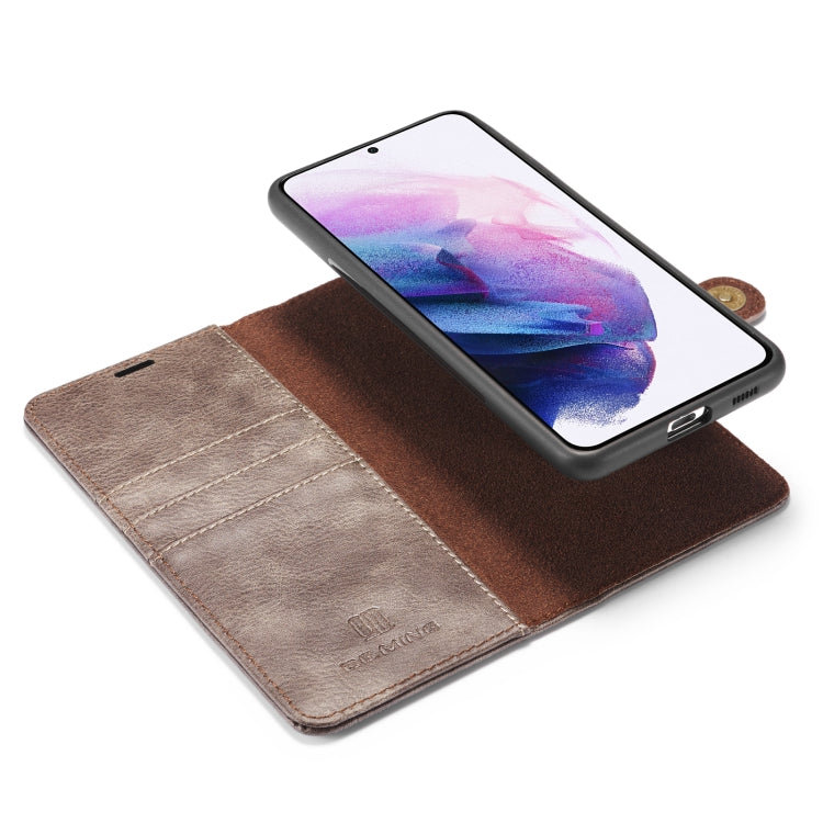 For Samsung Galaxy S21+ 5G DG.MING Crazy Horse Texture Flip Detachable Magnetic Leather Case with Holder & Card Slots & Wallet(Grey) by DG.MING
