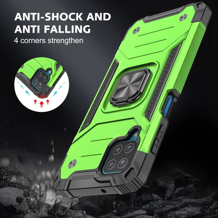 For Samsung Galaxy A12 Magnetic Armor Shockproof TPU + PC Case with Metal Ring Holder(Green) by buy2fix