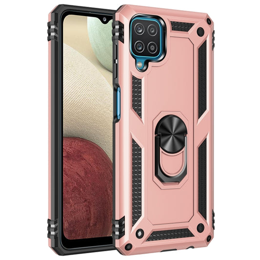 For Samsung Galaxy A12 5G Shockproof TPU + PC Protective Case with 360 Degree Rotating Holder(Rose Gold) by buy2fix