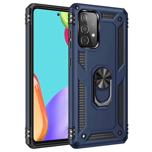 For Samsung Galaxy A52 5G / 4G Shockproof TPU + PC Protective Case with 360 Degree Rotating Holder(Blue) by buy2fix