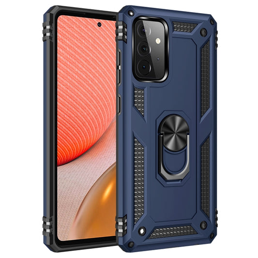 For Samsung Galaxy A72 5G / 4G Shockproof TPU + PC Protective Case with 360 Degree Rotating Holder(Blue) by buy2fix