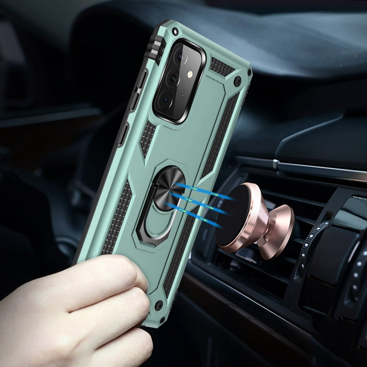 For Samsung Galaxy A72 5G / 4G Shockproof TPU + PC Protective Case with 360 Degree Rotating Holder(Green) by buy2fix