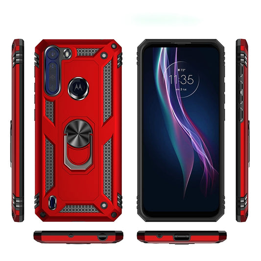 For Motorola Moto One Fusion Shockproof TPU + PC Protective Case with 360 Degree Rotating Holder(Silver) by buy2fix