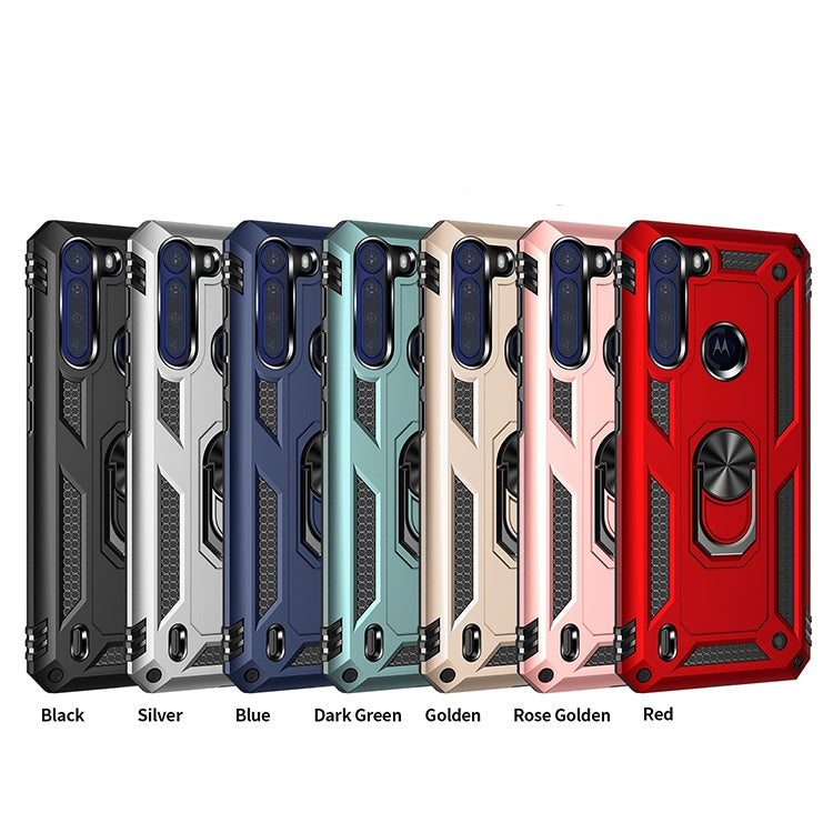 For Motorola Moto One Fusion Shockproof TPU + PC Protective Case with 360 Degree Rotating Holder(Silver) by buy2fix