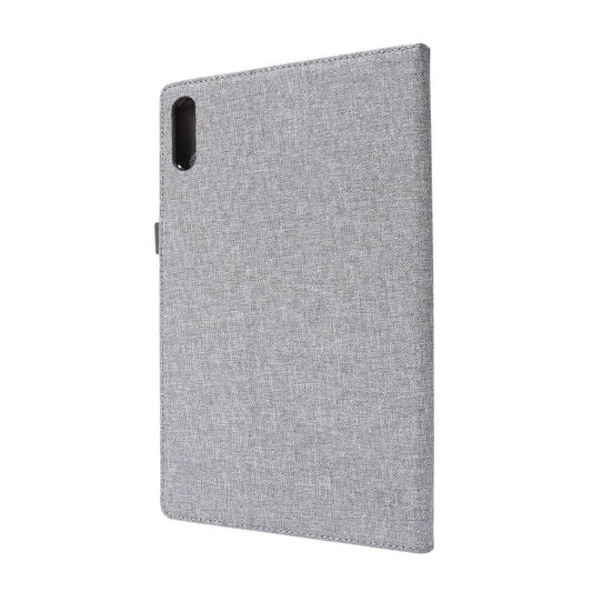 For Lenovo Tab P11 Pro Horizontal Flip TPU + Fabric PU Leather Protective Case with Name Card Clip(Grey) by buy2fix