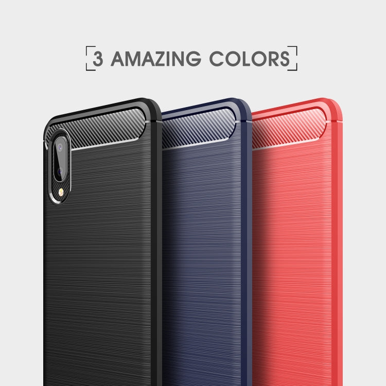 For Samsung Galaxy A02 Brushed Texture Carbon Fiber TPU Case(Red) by buy2fix