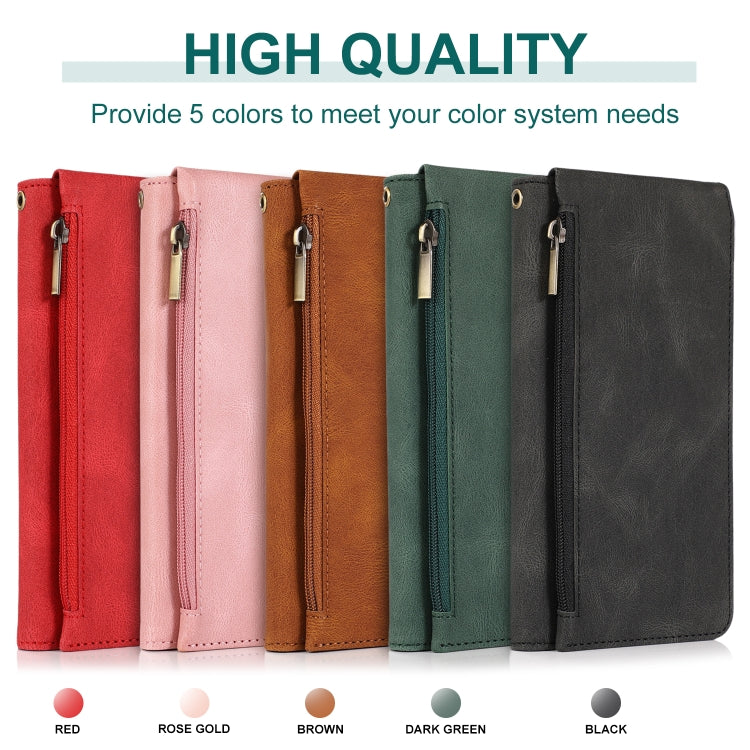 For Samsung Galaxy Note20 Ultra Skin-feel Crazy Horse Texture Zipper Wallet Bag Horizontal Flip Leather Case with Holder & Card Slots & Wallet & Lanyard(Rose Gold) by buy2fix