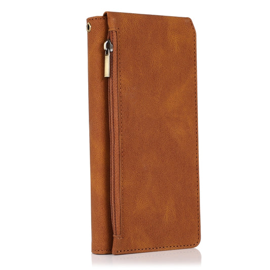 For Samsung Galaxy S21 Ultra 5G Skin-feel Crazy Horse Texture Zipper Wallet Bag Horizontal Flip Leather Case with Holder & Card Slots & Wallet & Lanyard(Brown) by buy2fix
