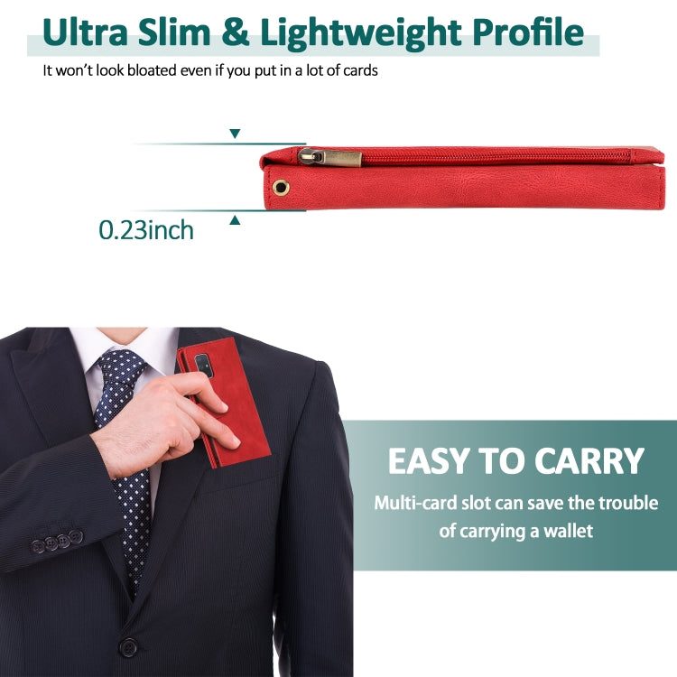 For Samsung Galaxy A71 5G Skin-feel Crazy Horse Texture Zipper Wallet Bag Horizontal Flip Leather Case with Holder & Card Slots & Wallet & Lanyard(Red) by buy2fix