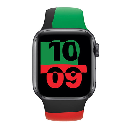 Black Unity Silicone Sports Watch Band For Apple Watch Ultra 49mm&Watch Ultra 2 49mm / Series 9&8&7 45mm / SE 3&SE 2&6&SE&5&4 44mm / 3&2&1 42mm by buy2fix