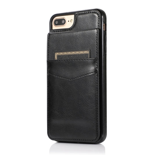 Solid Color PC + TPU Protective Case with Holder & Card Slots For iPhone 8 Plus / 7 Plus(Black) by buy2fix