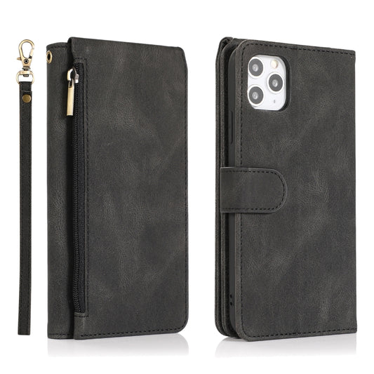 For iPhone 11 Pro Max Skin-feel Crazy Horse Texture Zipper Wallet Bag Horizontal Flip Leather Case with Holder & Card Slots & Wallet & Lanyard (Black) by buy2fix