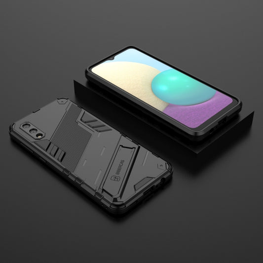 For Samsung Galaxy A02 (EU Version) Punk Armor 2 in 1 PC + TPU Shockproof Case with Invisible Holder(Black) by buy2fix