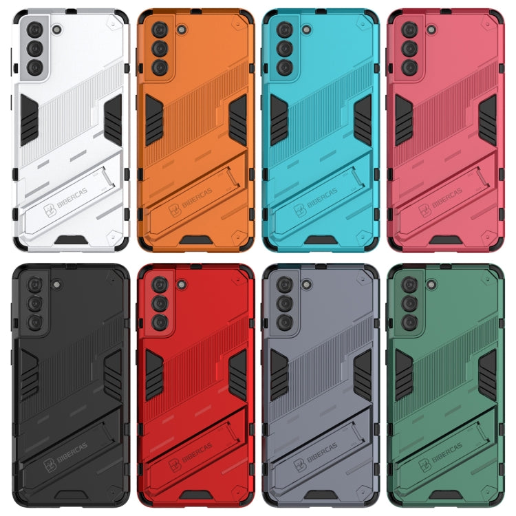 For Samsung Galaxy S21 5G Punk Armor 2 in 1 PC + TPU Shockproof Case with Invisible Holder(Orange) by buy2fix