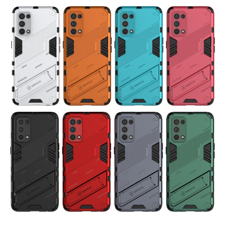 For OPPO Reno5 5G Punk Armor 2 in 1 PC + TPU Shockproof Case with Invisible Holder(Light Red) by buy2fix
