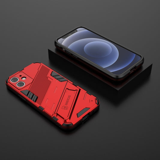 For iPhone 12 mini Punk Armor 2 in 1 PC + TPU Shockproof Case with Invisible Holder (Red) by buy2fix