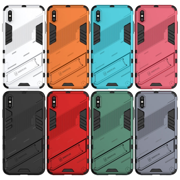 For iPhone XS Max Punk Armor 2 in 1 PC + TPU Shockproof Case with Invisible Holder(White) by buy2fix