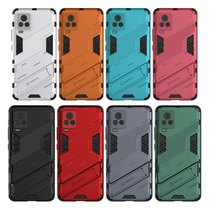 Punk Armor 2 in 1 PC + TPU Shockproof Case with Invisible Holder For vivo iQOO 7(Black) by buy2fix