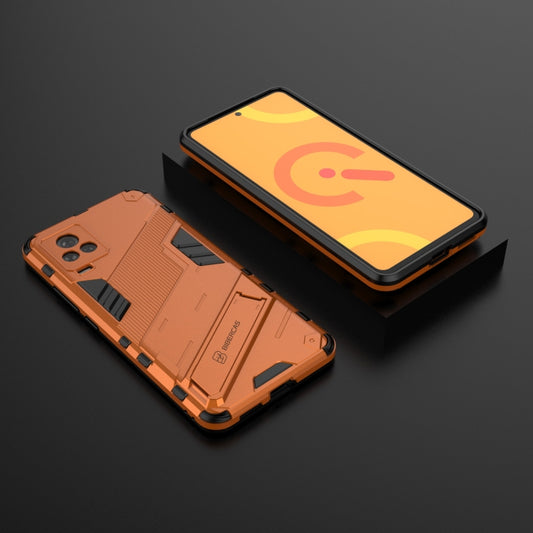 Punk Armor 2 in 1 PC + TPU Shockproof Case with Invisible Holder For vivo iQOO 7(Orange) by buy2fix