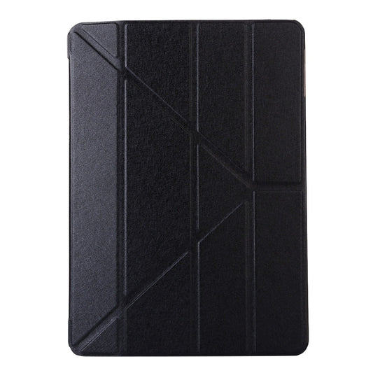 For iPad 10.2 2021 / 2020 / 2019 Silk Texture Horizontal Deformation Flip Leather Case with Holder(Black) by buy2fix