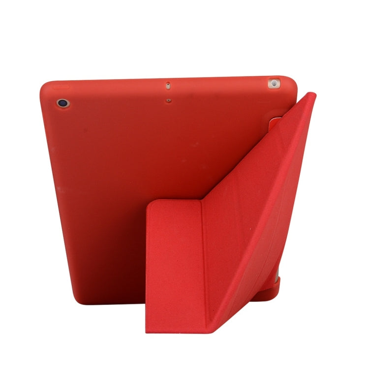 For iPad 10.2 2021 / 2020 / 2019 TPU Horizontal Deformation Flip Leather Case with Holder(Red) by buy2fix