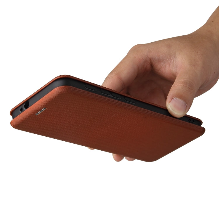 For Motorola Moto G30 / G10 Carbon Fiber Texture Horizontal Flip TPU + PC + PU Leather Case with Card Slot(Brown) by buy2fix