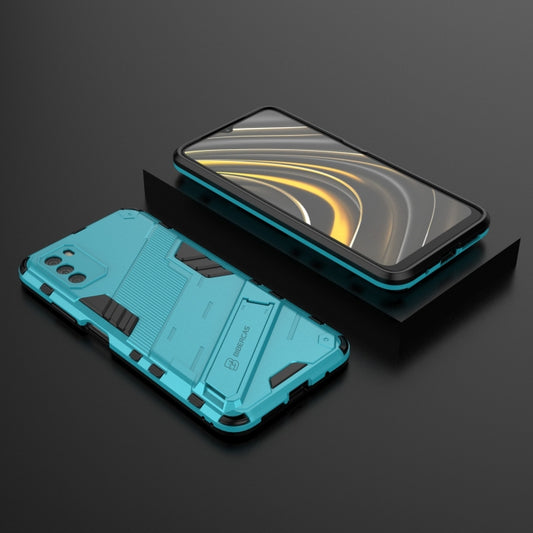 For Xiaomi Poco M3 Punk Armor 2 in 1 PC + TPU Shockproof Case with Invisible Holder(Blue) by buy2fix