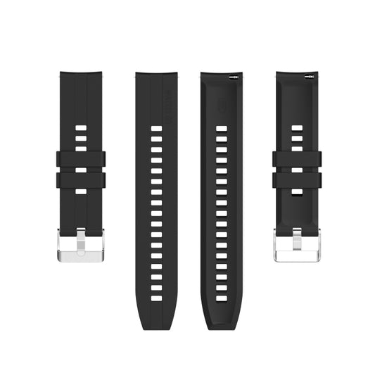 For Amazfit GTS 2e / GTS 2 20mm Silicone Watch Band with Silver Buckle(Black) by buy2fix