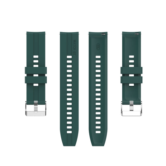 For Amazfit GTS 2e / GTS 2 20mm Silicone Watch Band with Silver Buckle(Dark Green) by buy2fix