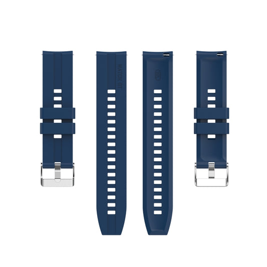 For Amazfit GTS 2e / GTS 2 20mm Silicone Watch Band with Silver Buckle(Dark Blue) by buy2fix