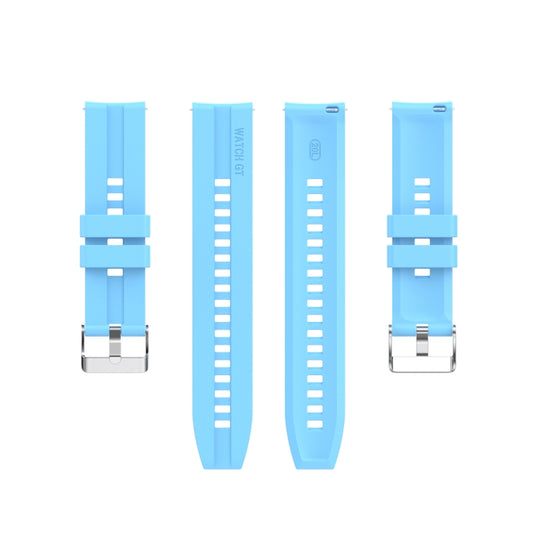 For Amazfit GTS 2e / GTS 2 20mm Silicone Watch Band with Silver Buckle(Sky Blue) by buy2fix