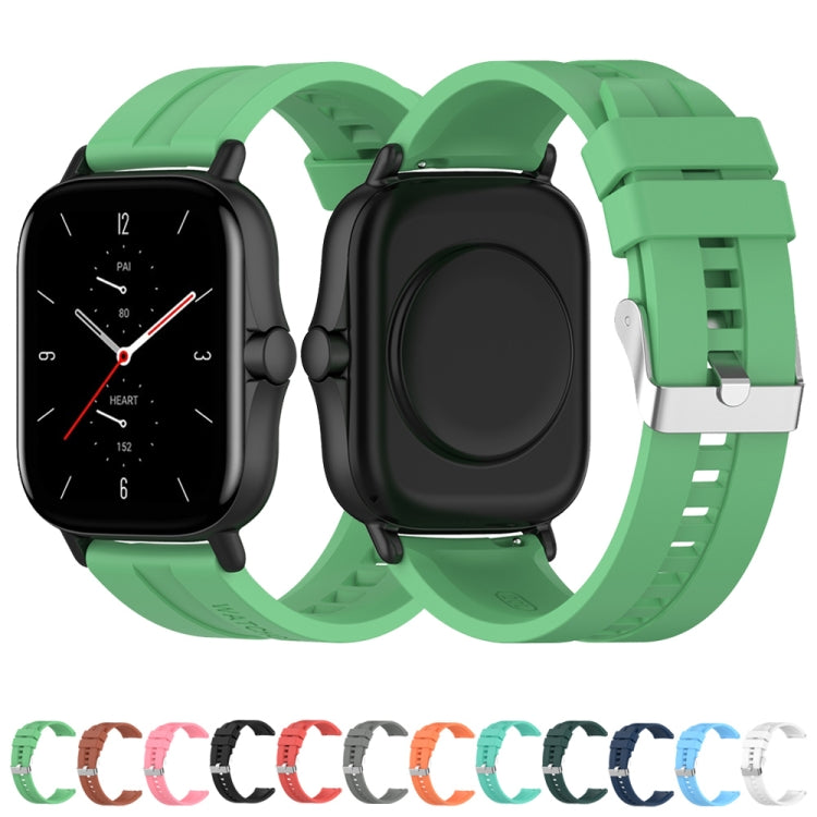 For Amazfit GTS 2e / GTS 2 20mm Silicone Watch Band with Silver Buckle(Midnight Blue) by buy2fix