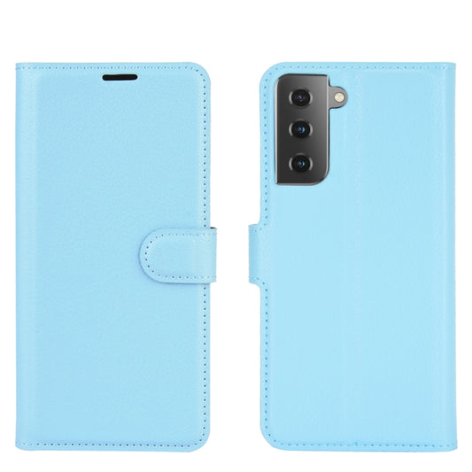 For Samsung Galaxy S21+ 5G Litchi Texture Horizontal Flip Protective Case with Holder & Card Slots & Wallet(Blue) by buy2fix