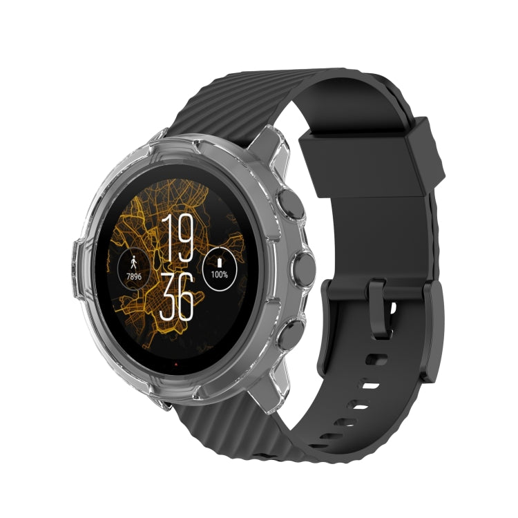 For Suunto 7 Half Coverage Hollowed TPU Protective Case(Transparent White) by buy2fix