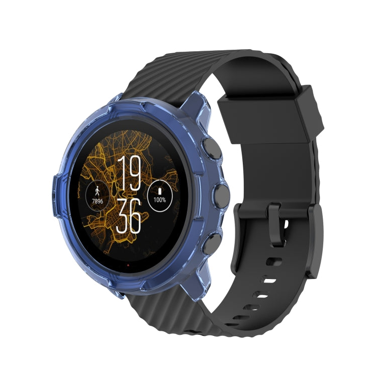 For Suunto 7 Half Coverage Hollowed TPU Protective Case(Transparent Blue) by buy2fix